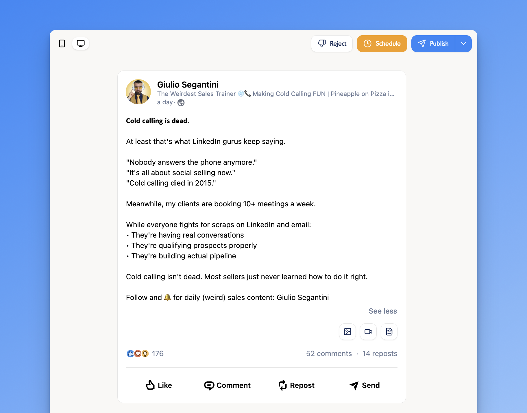 LinkedIn Post Generator Screenshot