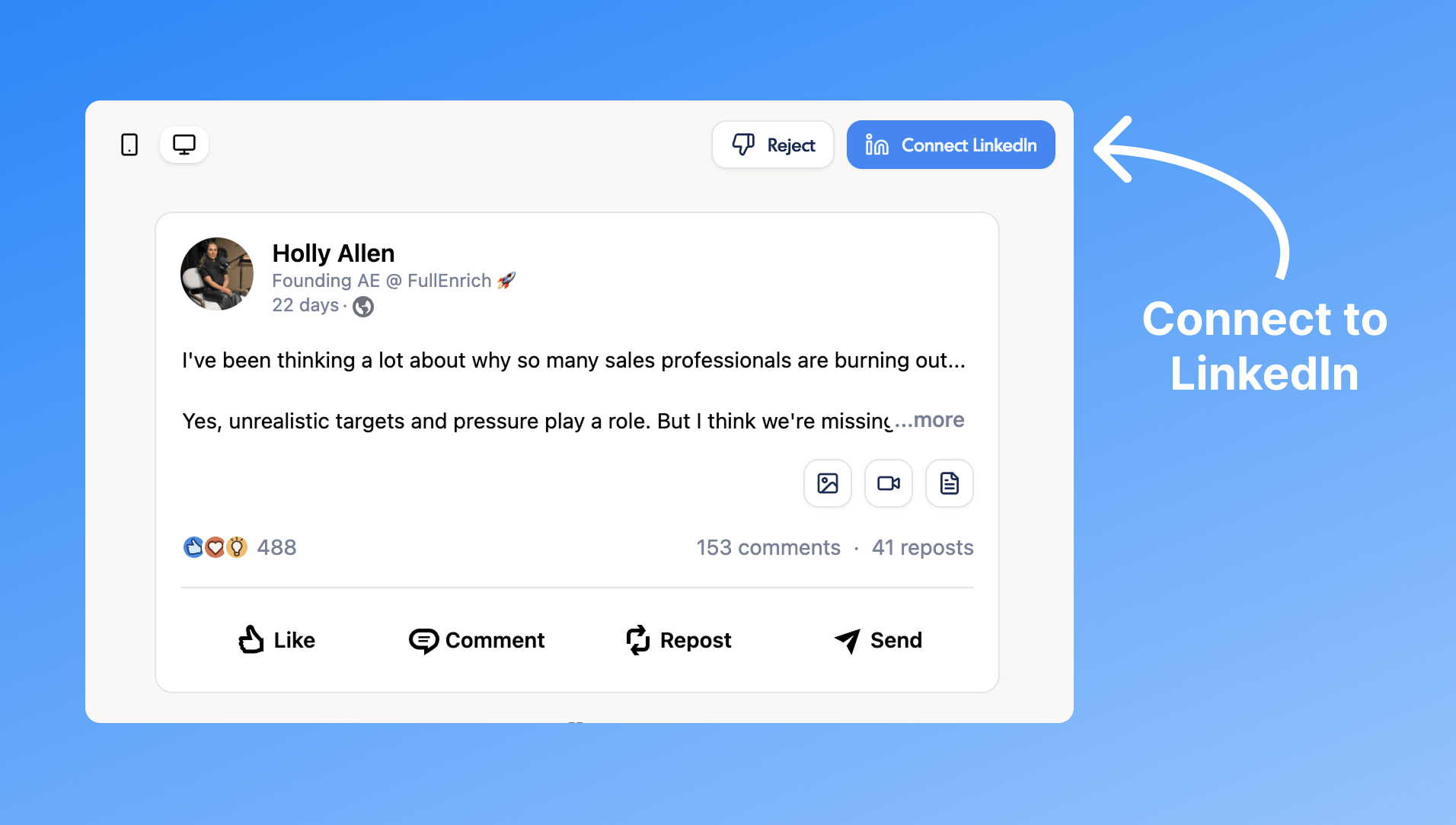 Connect your LinkedIn account to inkiro.ai