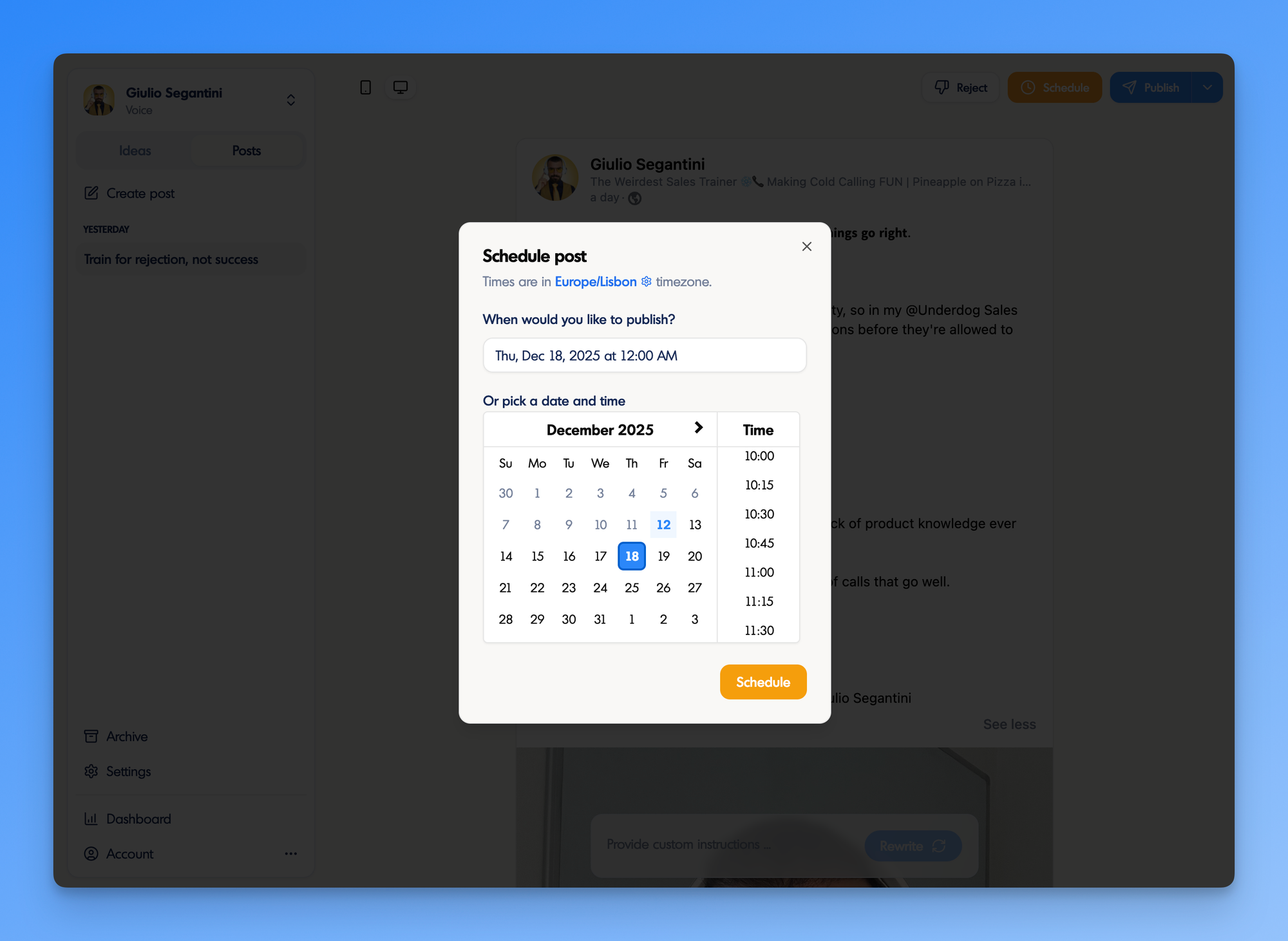 linkedin scheduling on inkiro ai