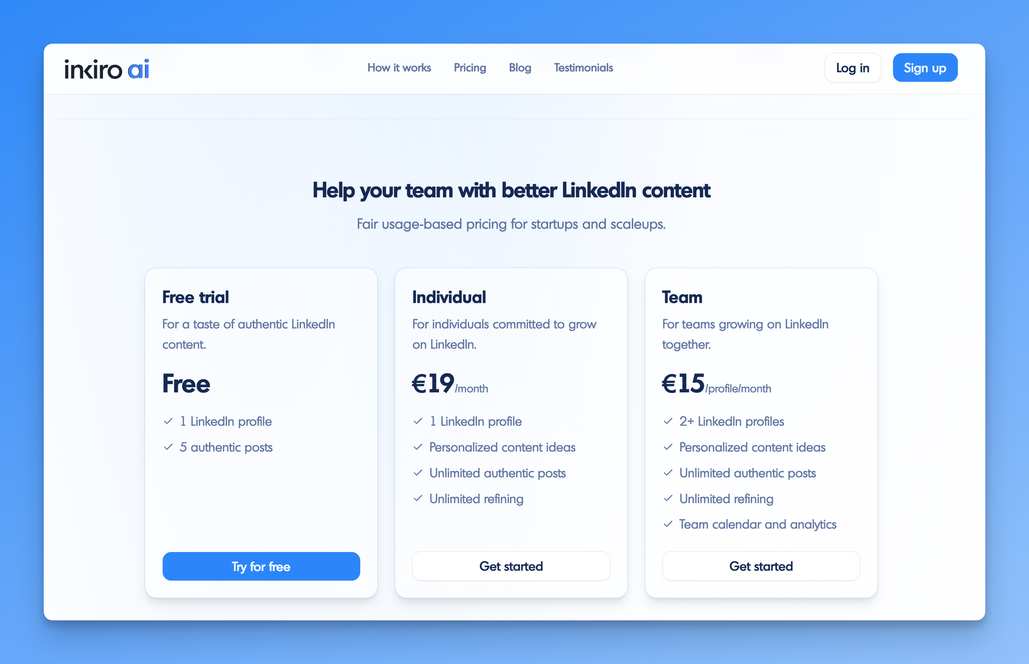 inkiro ai pricing as alternative to taplio